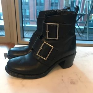 Frye black buckle moto booties 7